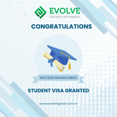 Ch&uacute;c mừng em Nguyễn Ho&agrave;ng Ph&uacute;c đ&atilde; nhận được Visa du học nghề &Uacute;c 
